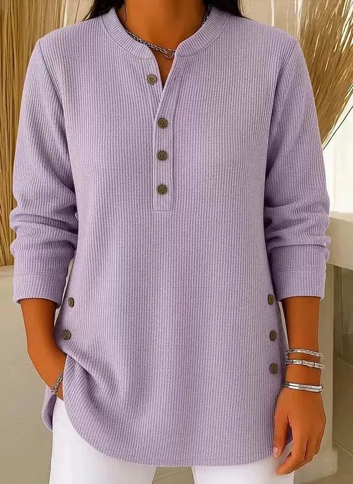 Women's Solid Color Crew Neck Long Sleeve Casual Loose Knit Pullover