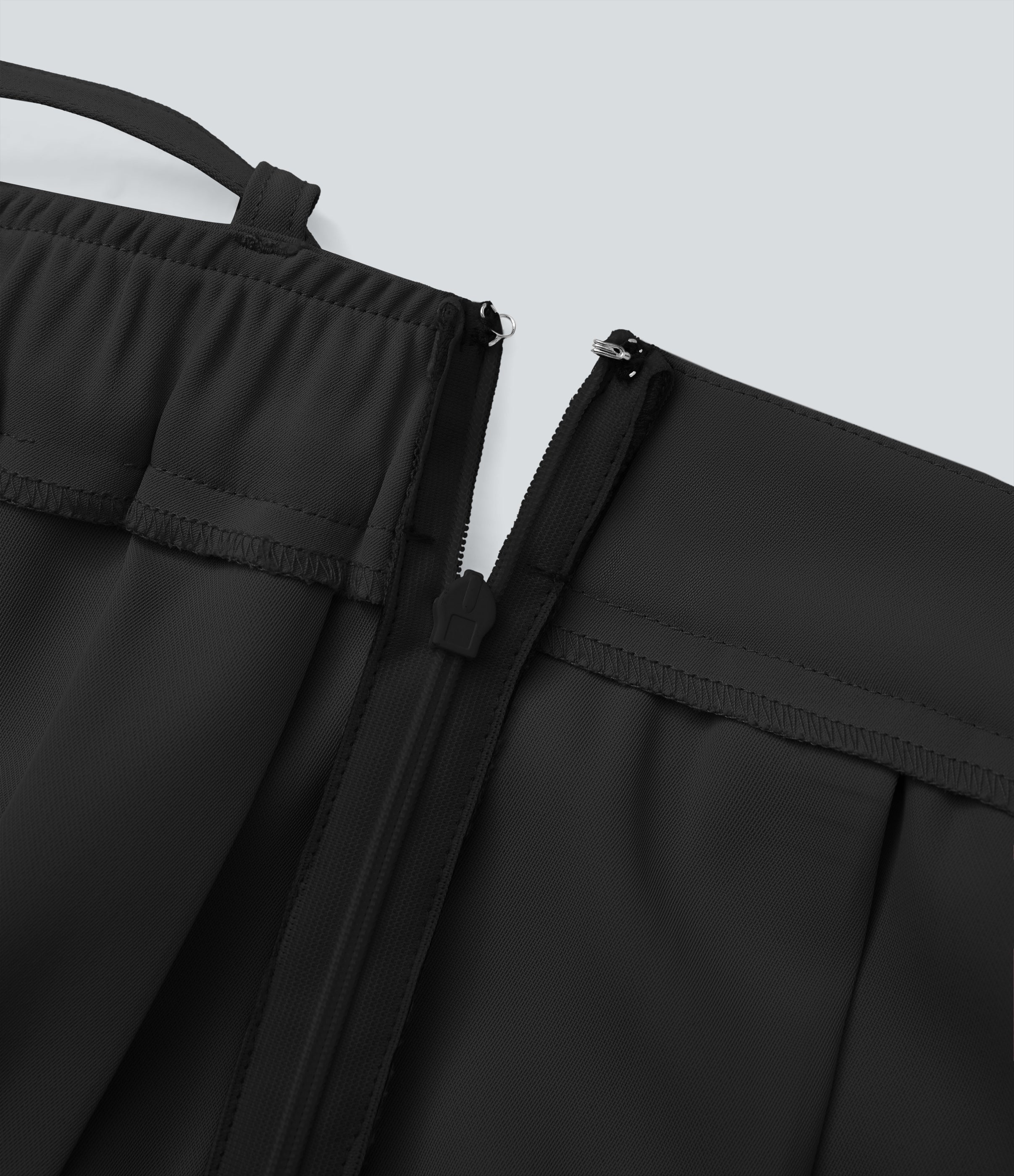 Mid Rise Belted Asymmetric Pleated Mini Casual Skirt