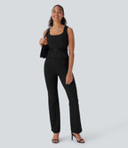 Square Neck Belted Work Tank Top