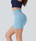 Seamless Flow High Waisted Yoga Biker Shorts 5'' with Pockets