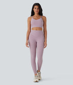 UltraSculptTM Cool Quick Dry SoCinched High Waisted Tummy Control Cut Out Yoga Leggings with Pockets-UPF50+