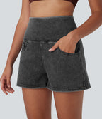 FlexTM SoCinched High Waisted Tummy Control Denim Casual Shorts 3'' with Pockets