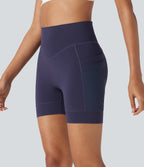 SpeedWaveTM High Waisted Contrast Mesh Quick Dry Cycling Chamois Padded Biker Shorts 5'' with Pockets