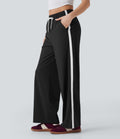 SoftlyZeroTM Airy Low Rise Drawstring Color Block Straight Leg Cool Touch Casual Pants with Pockets-UPF50+