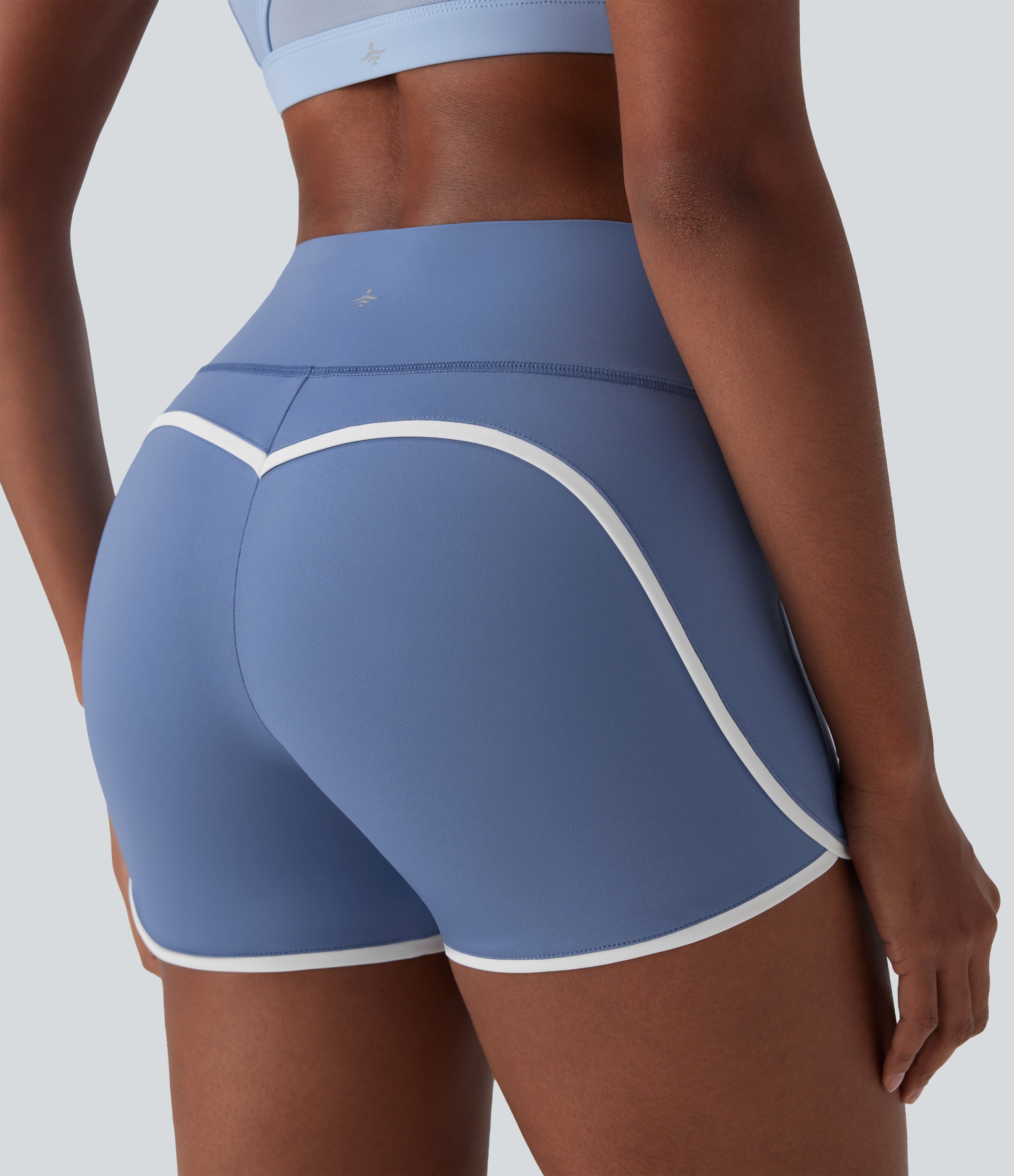 SoftlyZeroTM Airy SoCinched Mid Rise Tummy Control Color Block Cool Touch Yoga Biker Shorts 3''-UPF50+