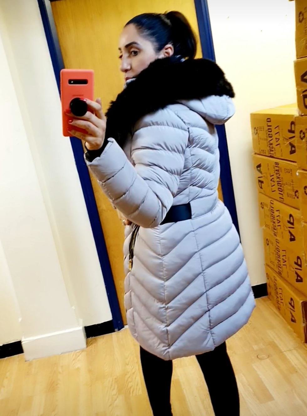 Lorna Grey Faux Fur Hooded Belt Coat