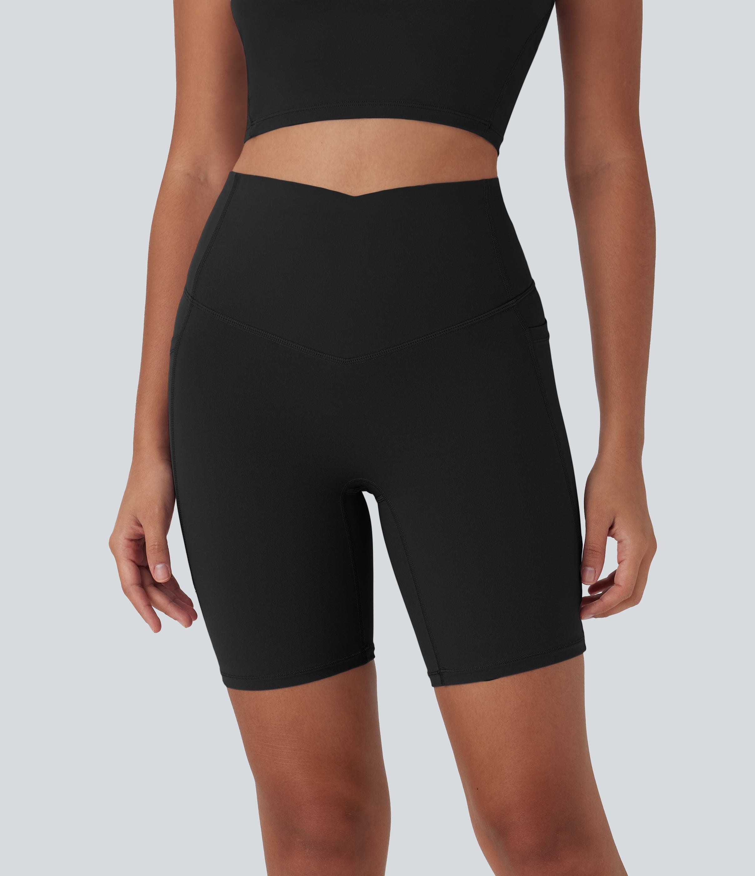 UltraSculptTM Cool Quick Dry SoCinched High Waisted Tummy Control Shaping Yoga Biker Shorts 7'' with Pockets-UPF50+