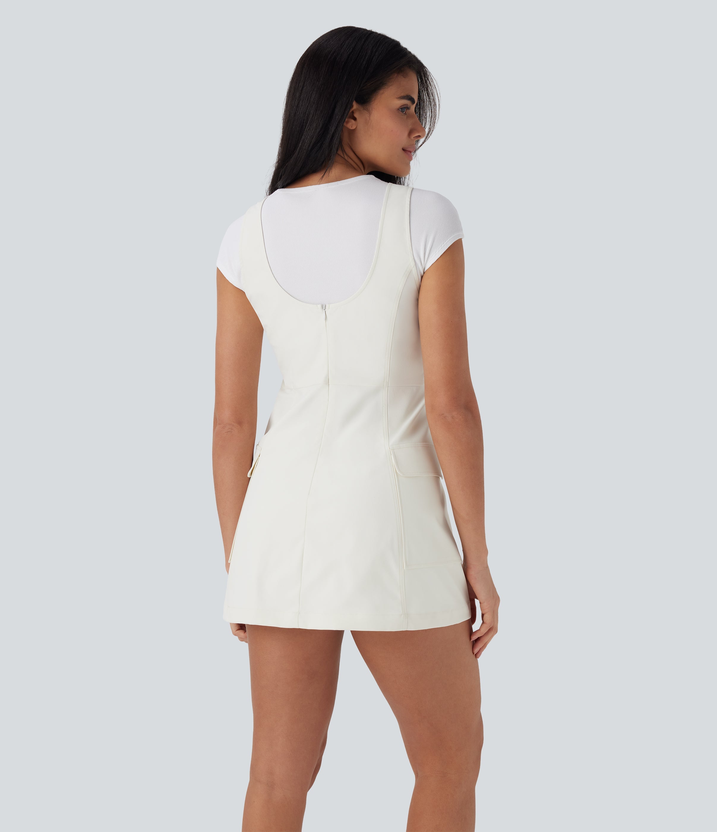 Water Repellent Wear-Resistant 2-Piece Mini Camping Cargo Dress with Pockets