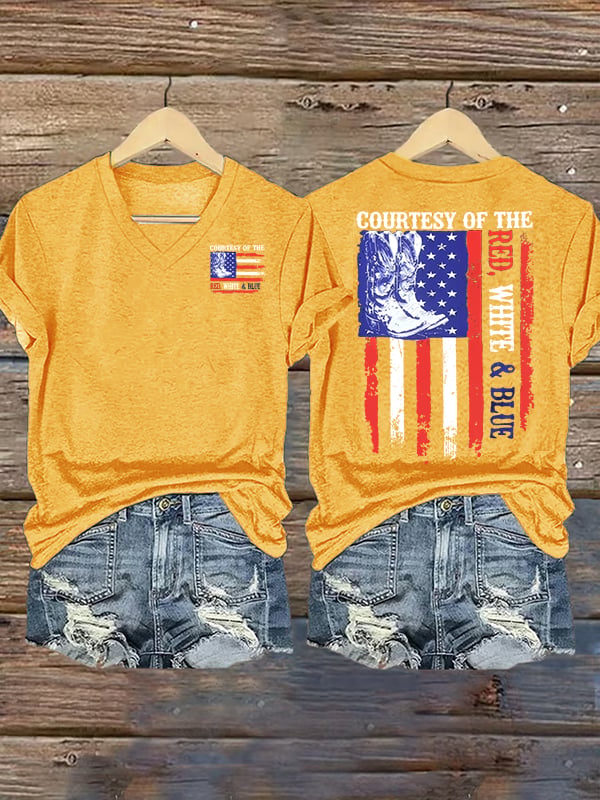 Women's  Courtesy Of Red White And Blue 250th Anniversary Flags T-Shirt