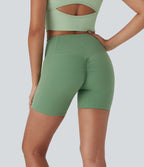UltraSculptTM High Waisted Drawstring Ruched Yoga Biker Shorts 5'' with Pocket