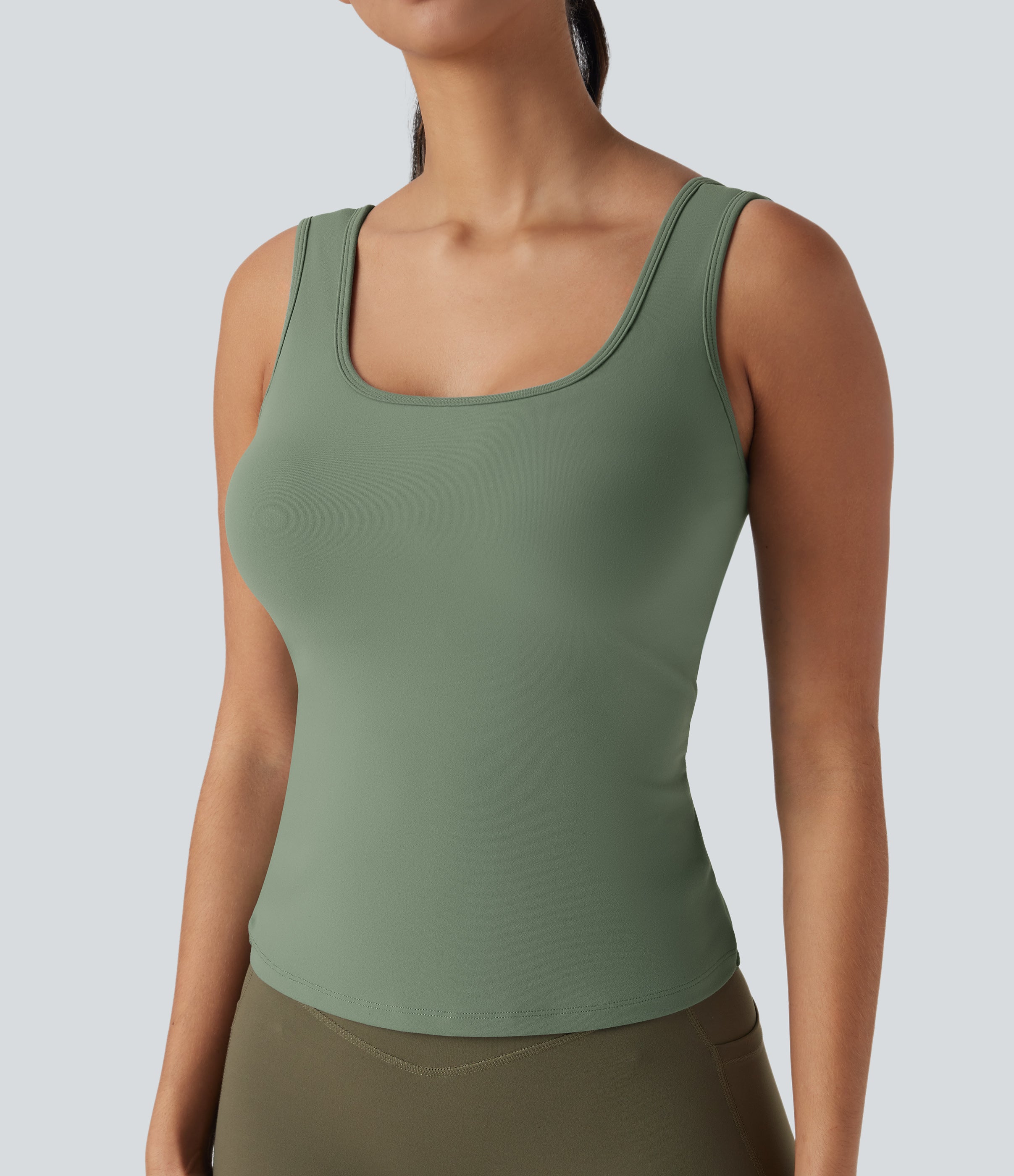 U Neck Crossover Yoga Tank Top-Longer Length-D/DD/DDD/F Cups