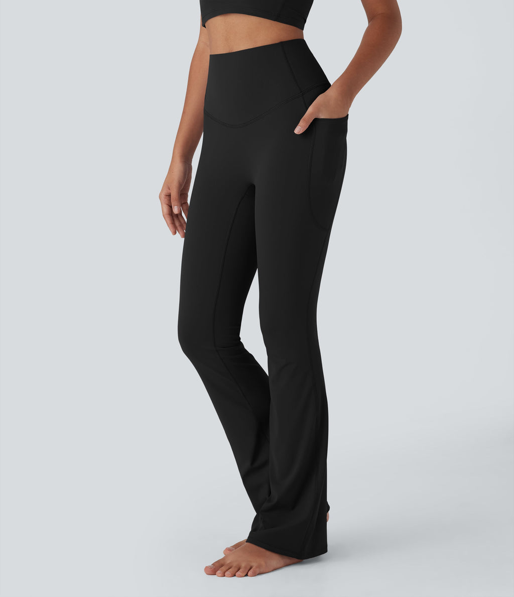 UltraSculptTM Cool Quick Dry SoCinched High Waisted Tummy Control Yoga Bootcut Leggings-UPF 50+ with Pockets