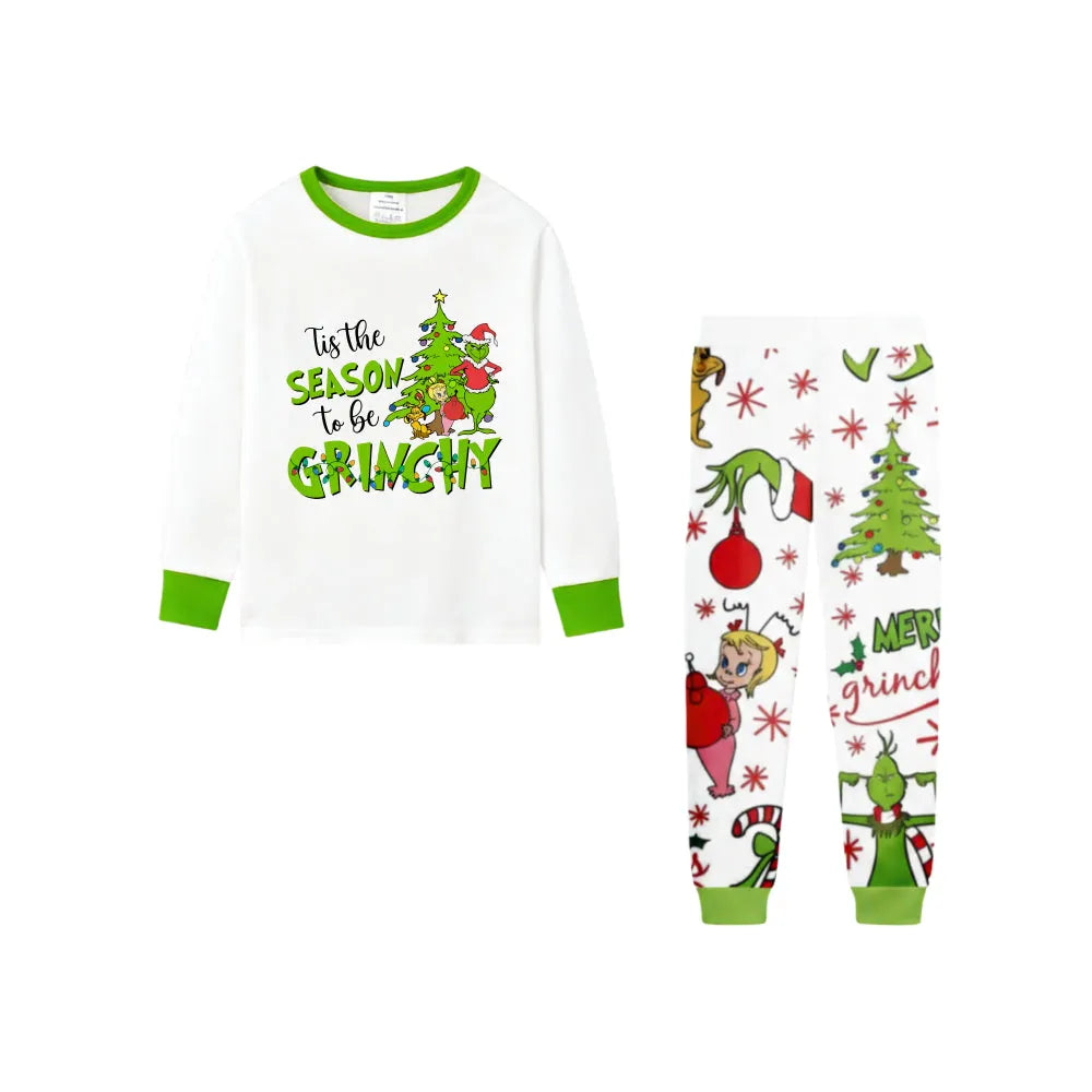 Holiday Family Christmas Pajamas Set With Playful Xmas Character Cartoon Design