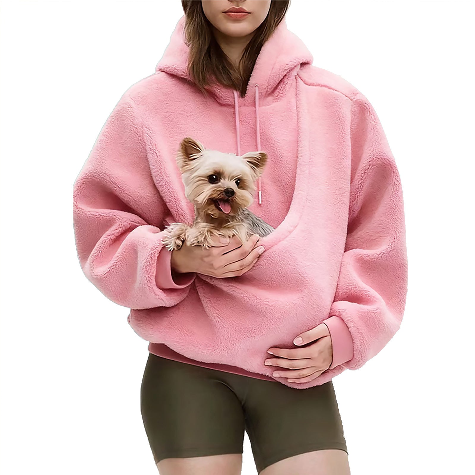 Flannel Pet Carrier Hoodie — Warm, Cozy & Convenient Kangaroo Pouch Sweatshirt for You and Your Pet