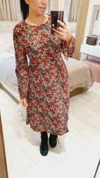 Millie Paisley Floral Detailed Midi Swing Dress