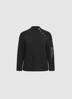 Buttoned Mock Neck Sweater