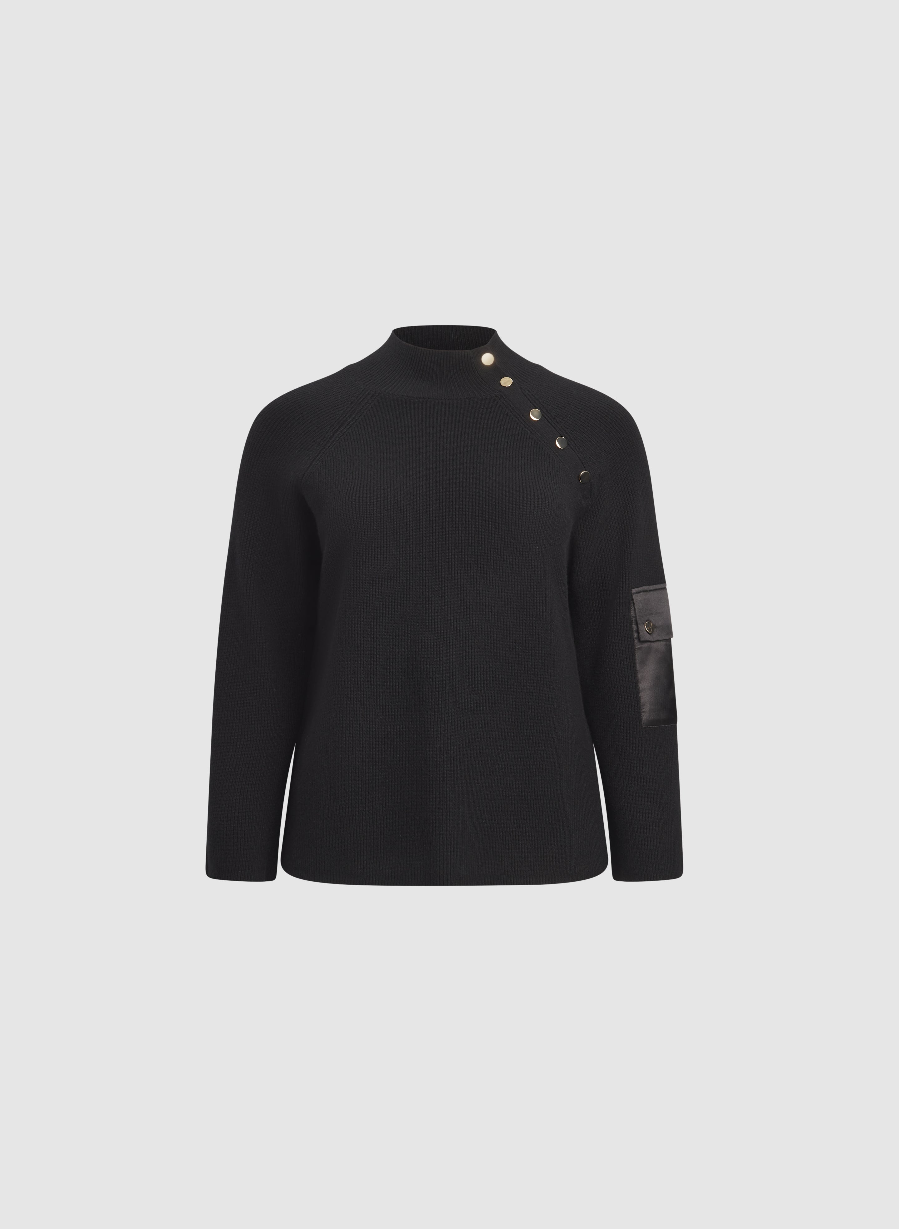 Buttoned Mock Neck Sweater