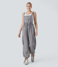 Drawstring  Relax Casual Cargo Overall with Pockets