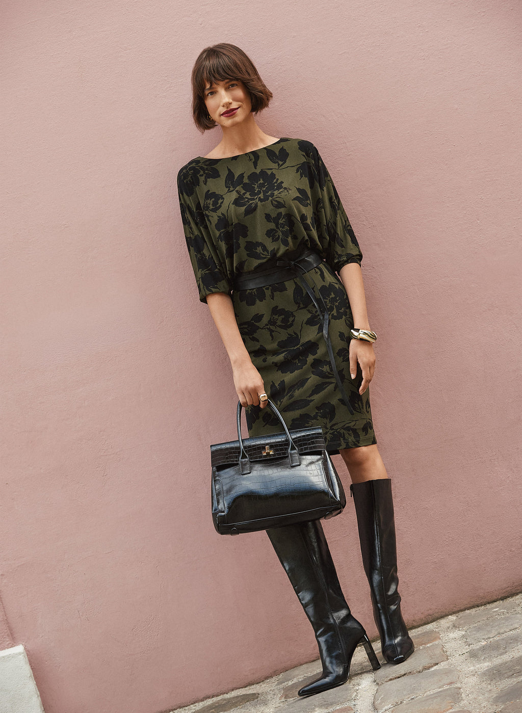Croc-Embossed Handbag