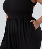 Backless Twisted Harem Casual Plus Size Jumpsuit with Side Pocket-Easy Peezy Edition