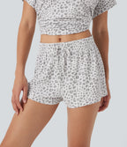 Mid Rise Drawstring Leopard Print Lounge Shorts 2''