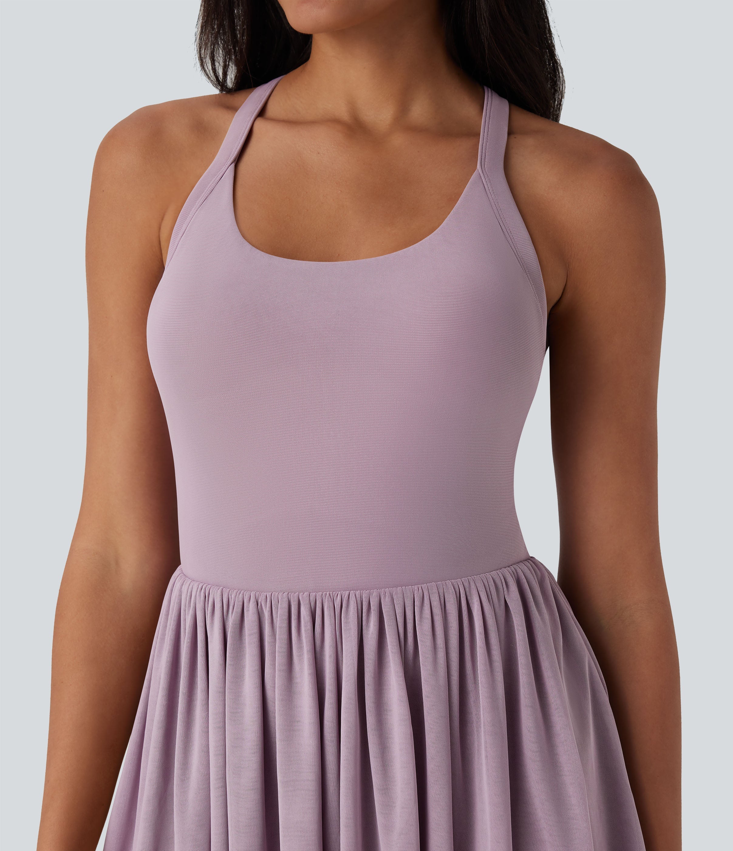 Mesh 2-in-1 Mini Dance Active Dress with Pocket