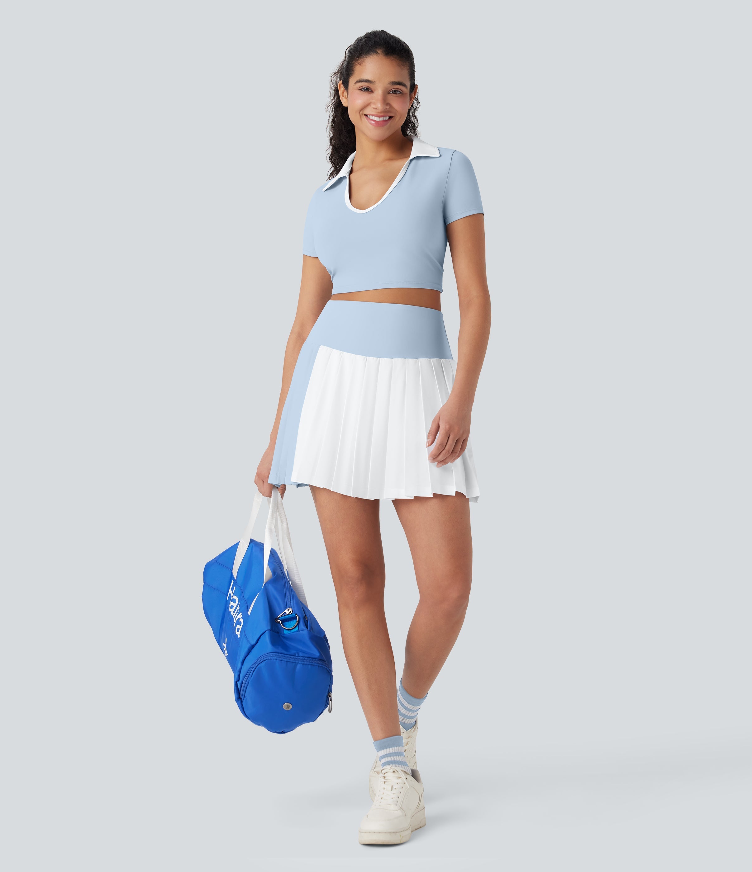 BreezefulTM High Waisted 2-in-1 Pleated Quick Dry Mini Tennis Skirt with Pockets