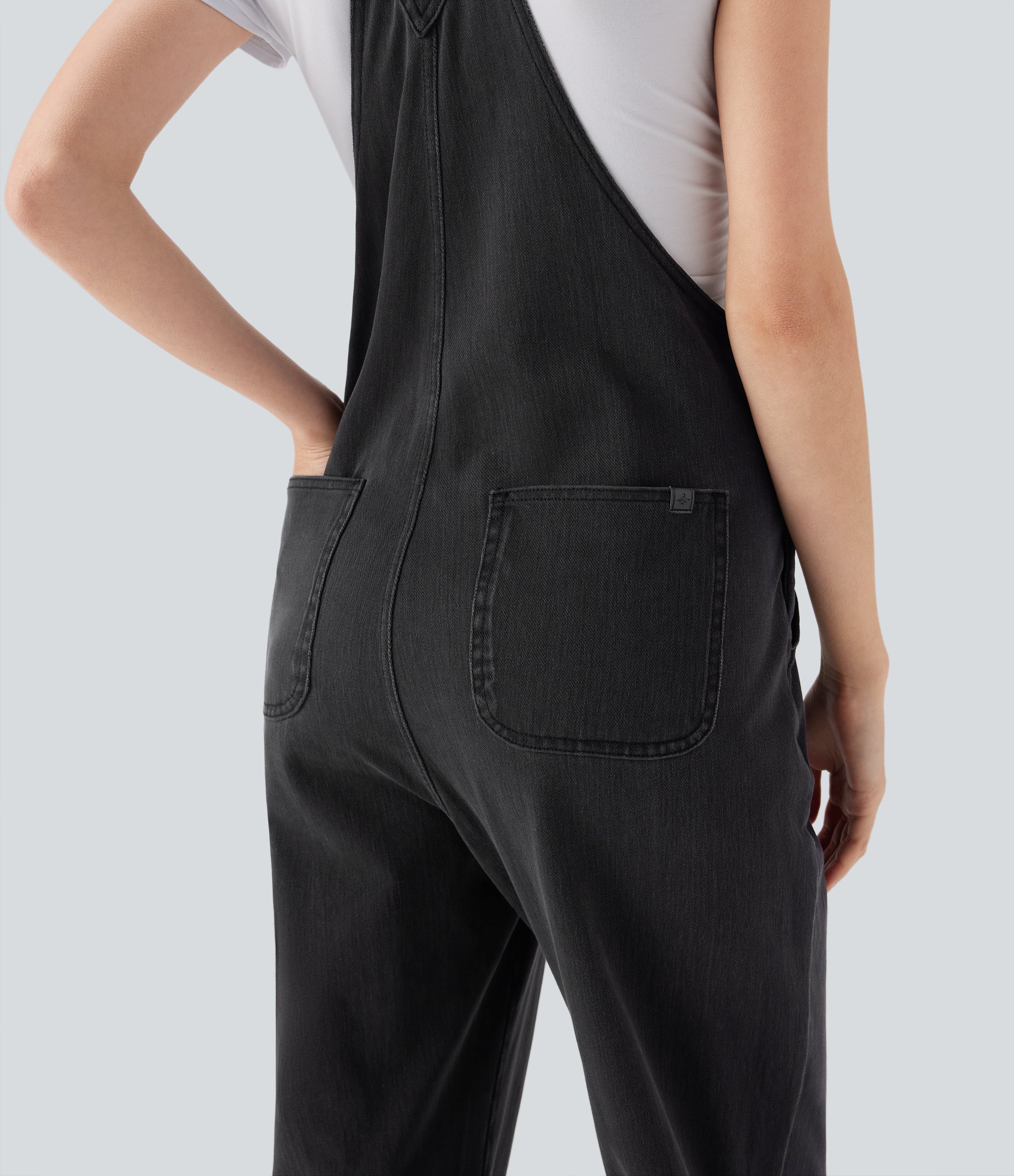 FlexTM Straight Leg Denim Casual Overalls with Pockets