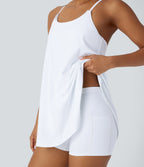 SoftlyZeroTM Airy 2-Piece Mini Cool Touch Yoga Active Slip Dress with Pockets-UPF50+