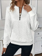 ⏰Black Friday Deals 70% OFF:Texture Half Zip Long Sleeve Sweatshirt