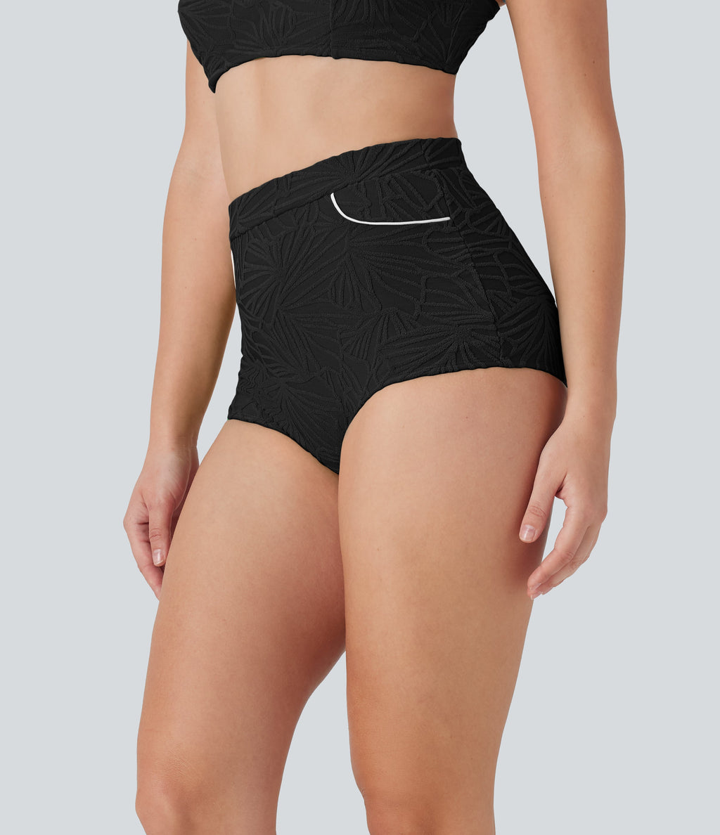 High Waisted Texture Bikini Bottom Swimsuit