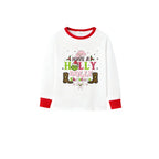 Family Christmas White Pajamas Set With Holly Dolly Pattern Print