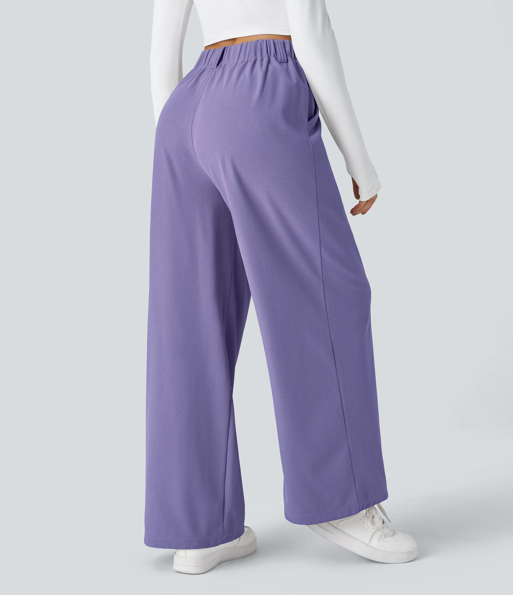 FlexTM High Waisted Side Pocket Wide Leg Waffle Work Pants