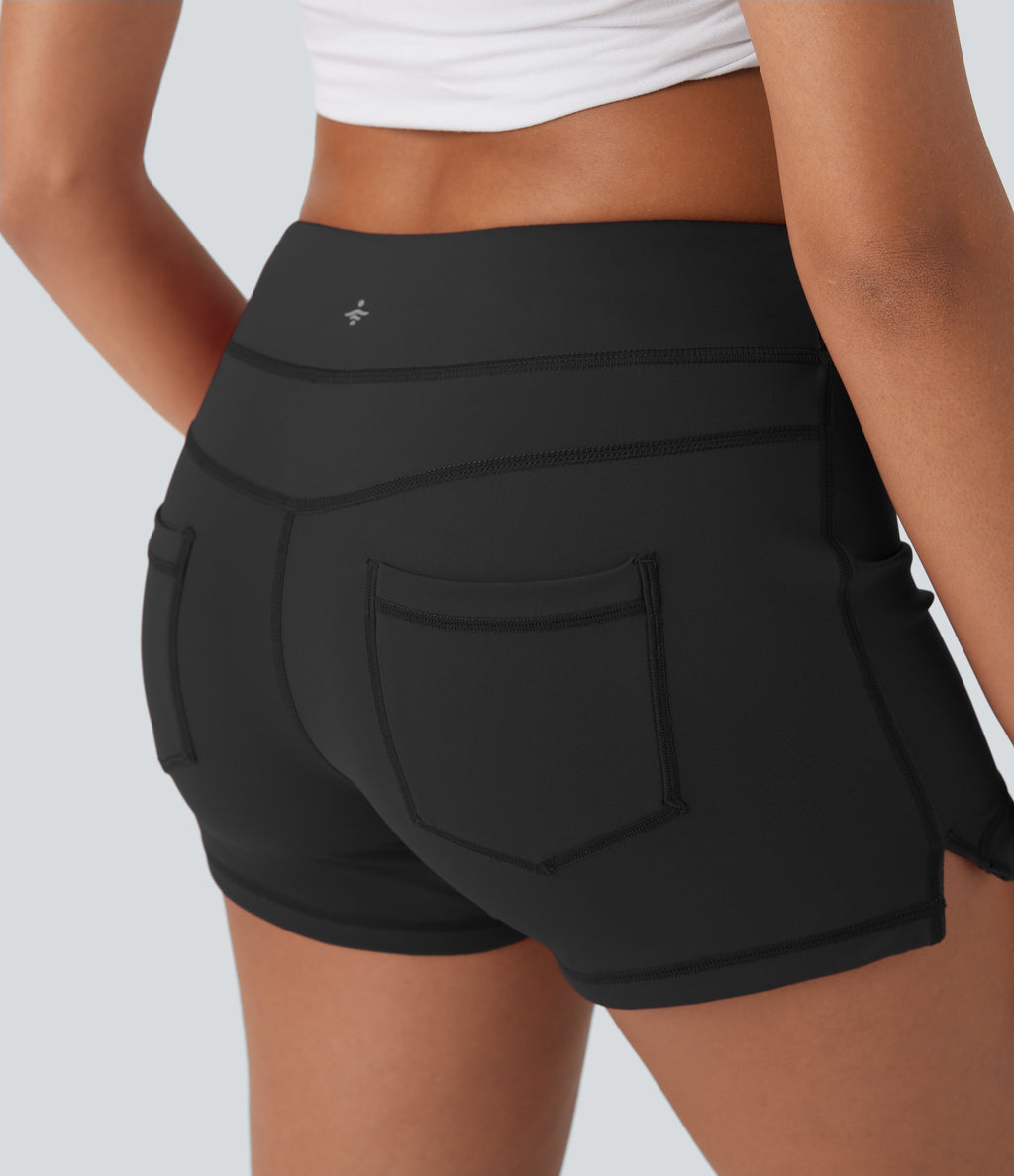 Low Rise Yoga Biker Shorts 3'' with Pockets