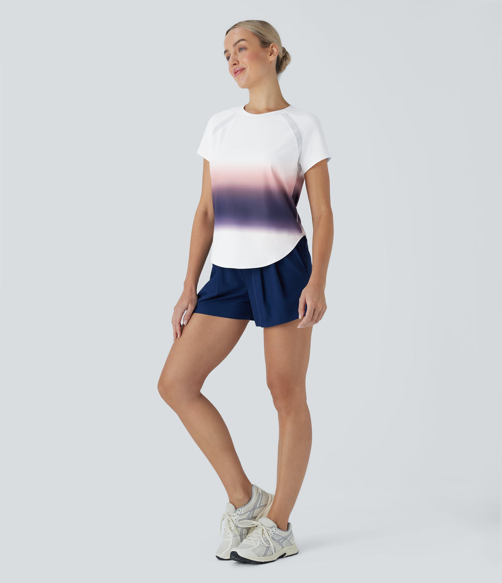 SoftlyZeroTM QuickDry Round Neck Short Sleeve Gradient Running Sports Top