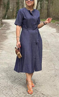 NEW🔥Women's Denim Shirt Dress with Blue Belt