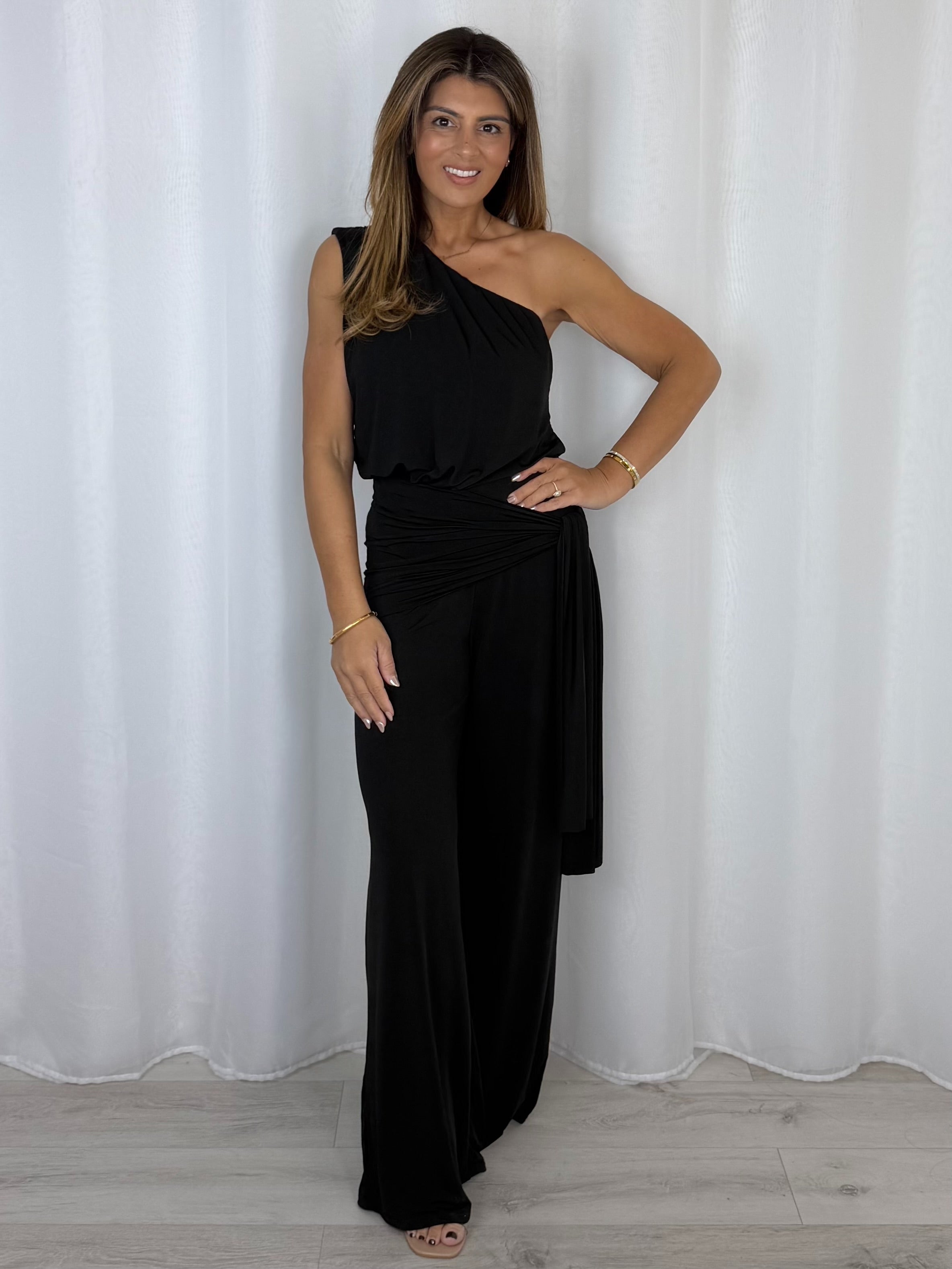 One Shoulder Draped Jumpsuit (8 Colours)