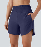 BreezefulTM High Waisted Pockets 2-in-1 Curved Hem Quick Dry Running Shorts 5.5''-Longer Length
