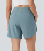 BreezefulTM High Waisted Pockets 2-in-1 Curved Hem Quick Dry Running Shorts 5.5''-Longer Length