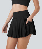 High Waisted Pleated 2-in-1 Cool Touch Quick Dry Mini Tennis Skirt with Pockets