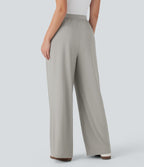 BreezefulTM High Waisted Wide Leg Quick Dry Work Pants with Pockets
