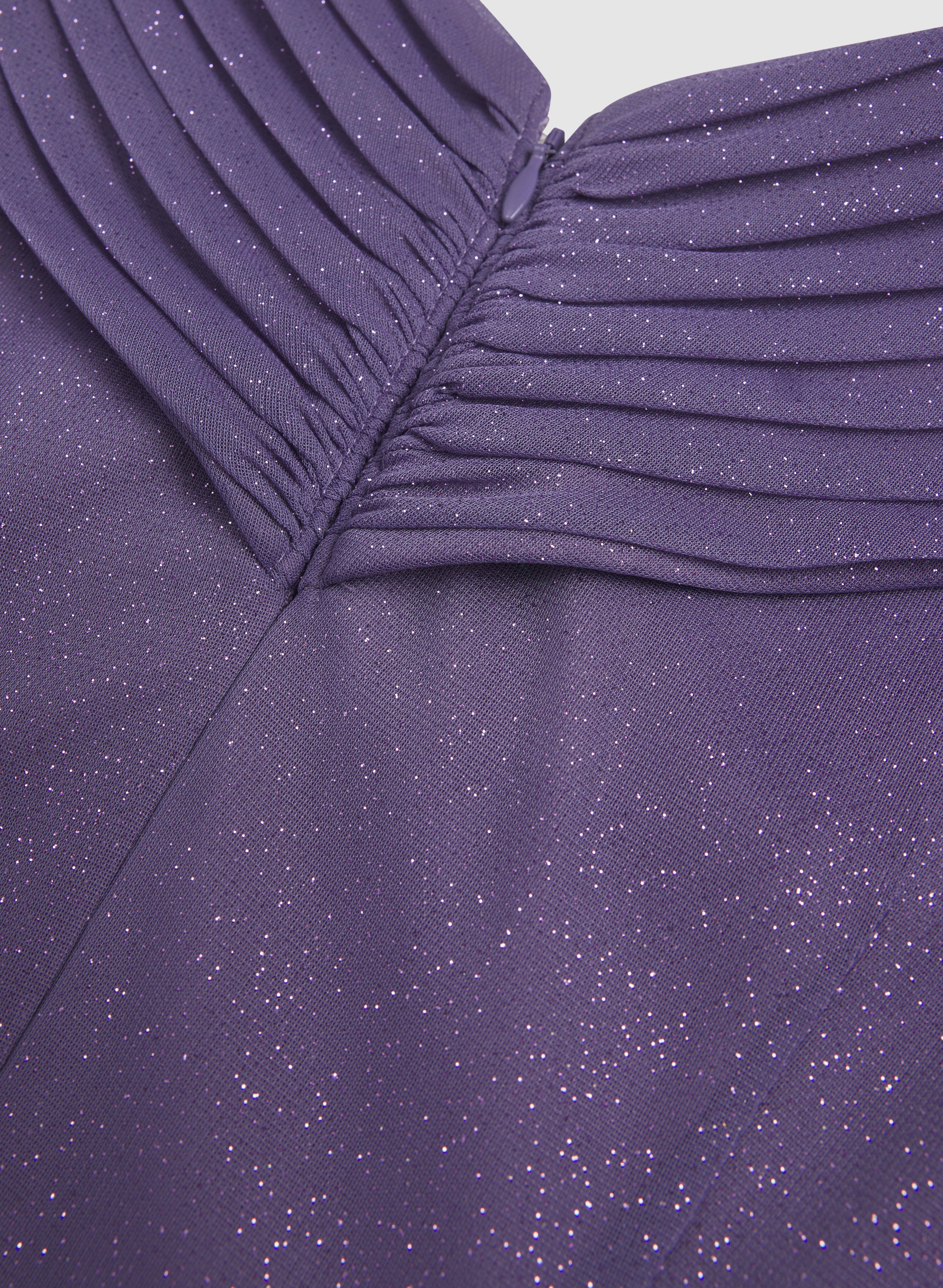 Glitter Mesh Portrait Collar Dress