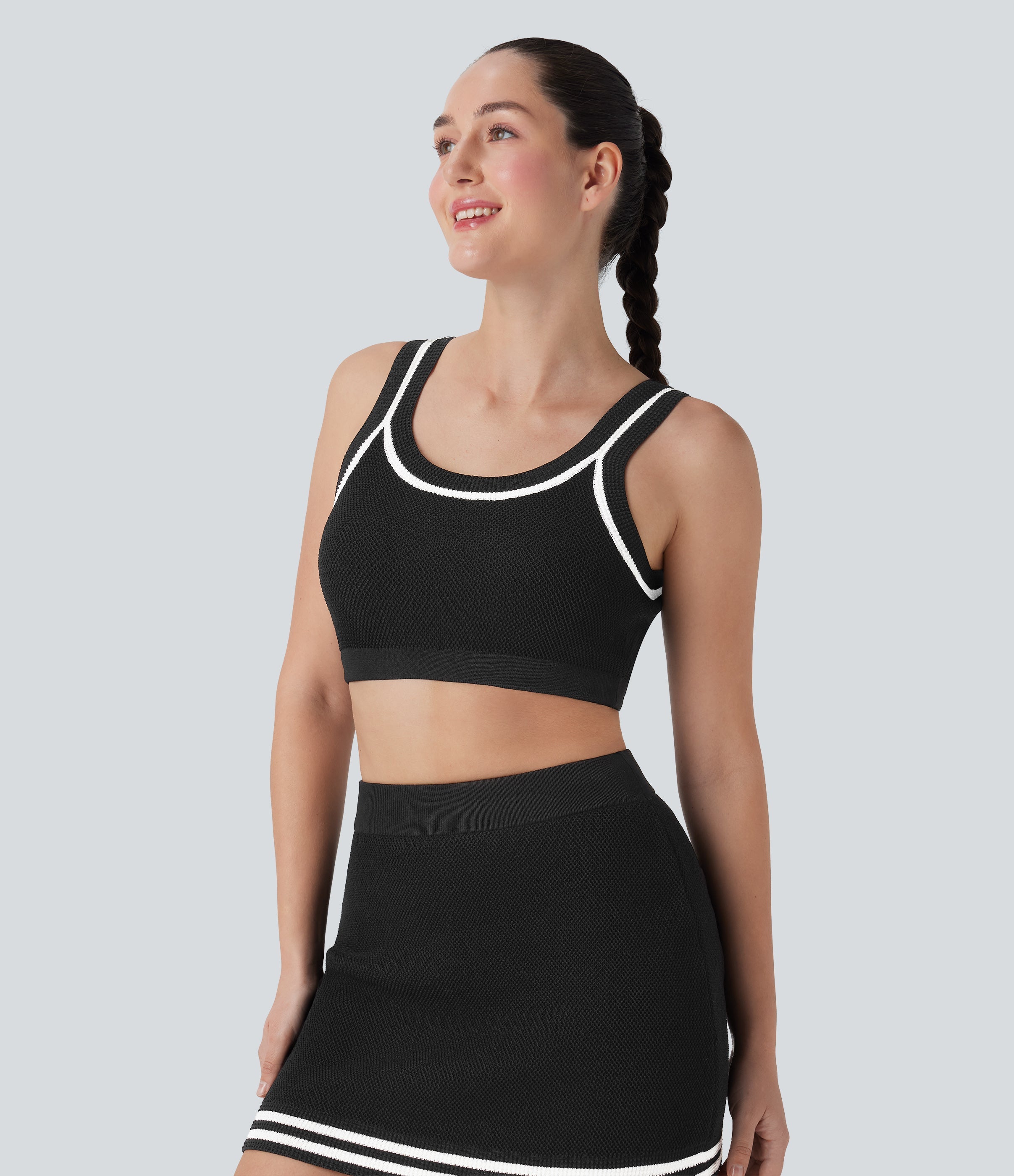 Color Block Cropped Casual Sweater Knit Tank Top