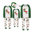Christmas Green Pajamas Set With Cartoon Pattern Print
