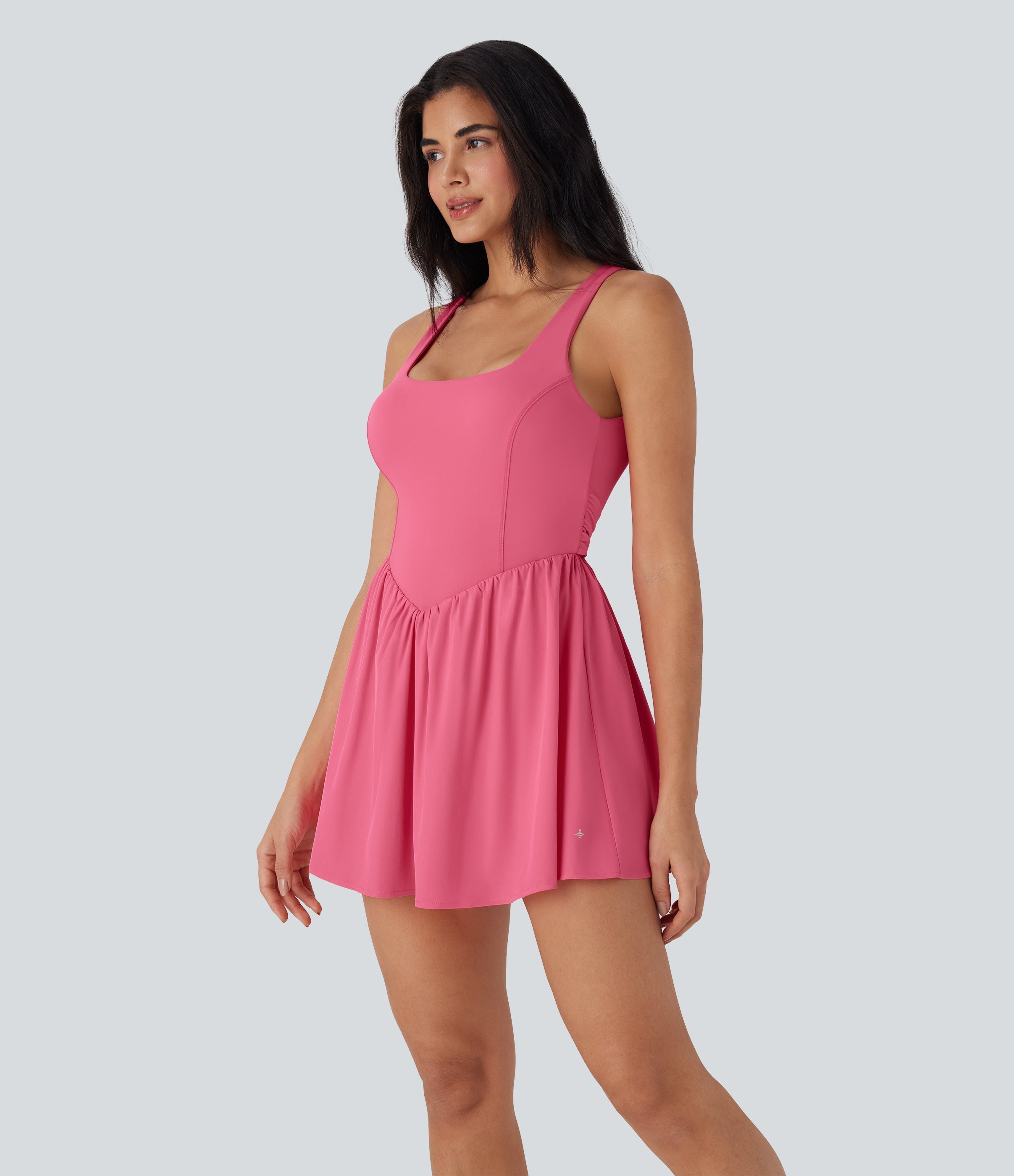 BreezefulTM Tie Back 2-in-1 Quick Dry Mini Dance Active Dress with Pocket-Easy Peezy Edition