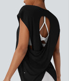 Crossover Asymmetric High-Low Hem Running Sports Top