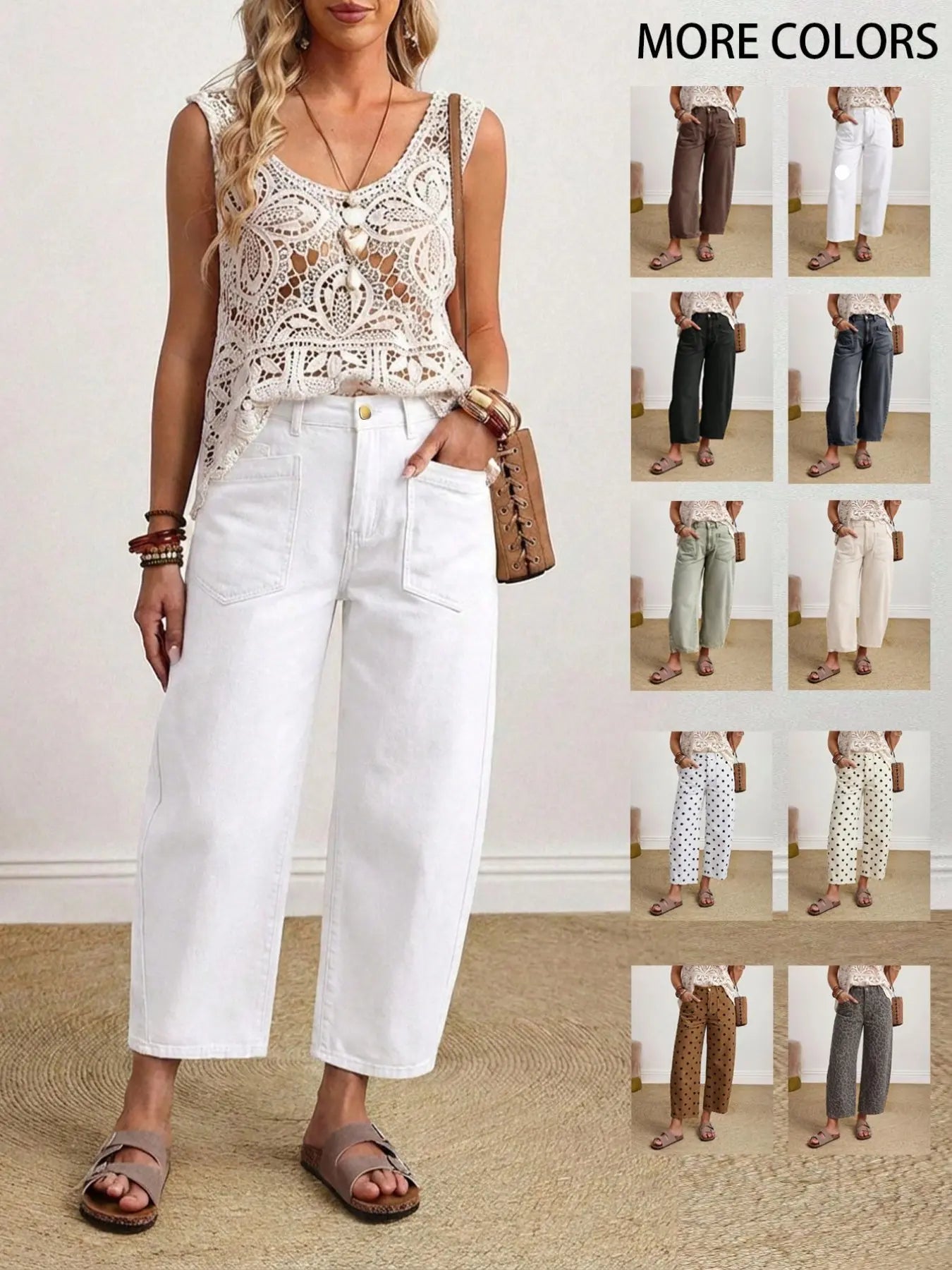 Women's Solid Color Casual Everyday Denim Jeans Wide Leg Jeans Women Baggy Jeans Loose Jeans Women Jeans Baggy Khaki Jeans,New Autumn Arrivals
