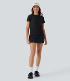 Polo Button Front Short Sleeve Casual Sweater Knit Top