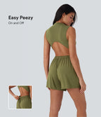 Mock-Neck Sleeveless Casual Jumpsuit with Pockets-Easy Peezy