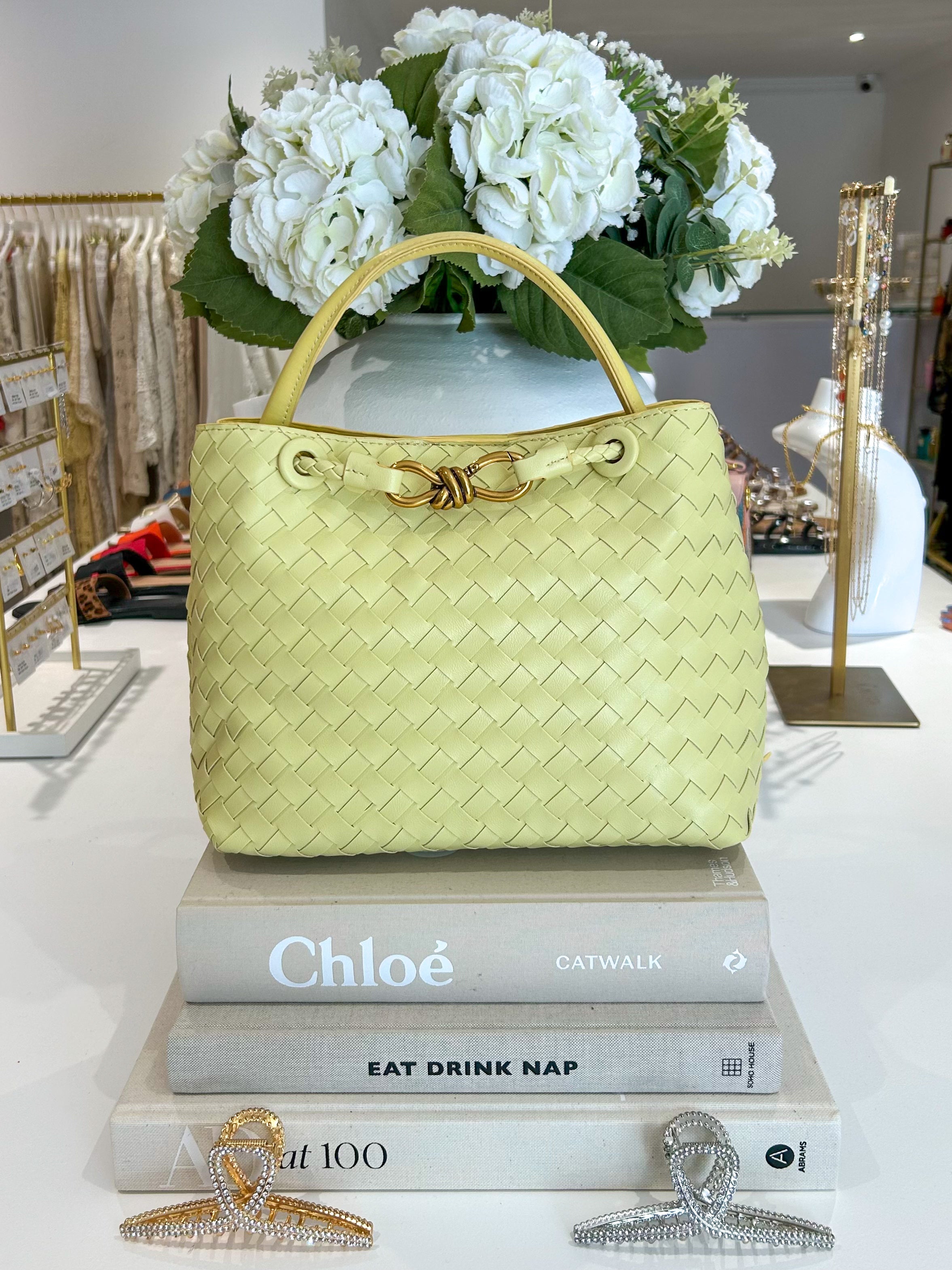Woven Gold Infinity Detail Designer Style Handbag (11 Colours)